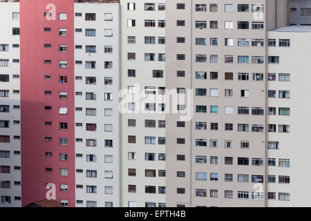 Residential apartment complex facade with windows, Sao Paulo, Brazil Stock Photo
