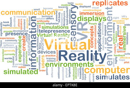 Background concept wordcloud illustration of virtual reality VR Stock Photo