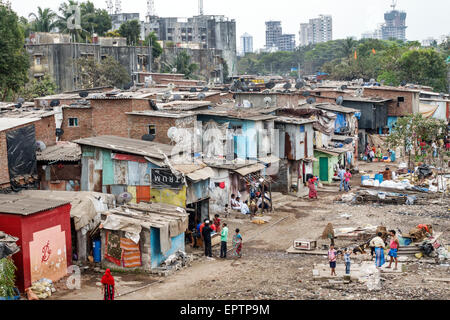 Mumbai India Asian Dharavi Shahu Nagar slum high population density ...