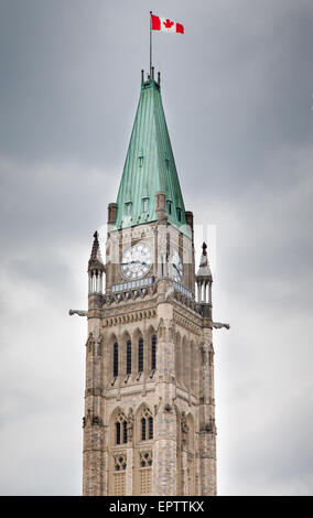 Clock tower in a parliament building, Peace Tower, Centre Block, Parliament Hill, Ottawa, Ontario, Canada Stock Photo