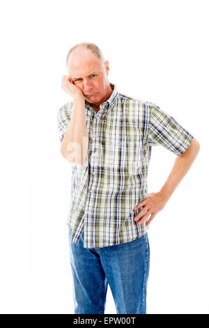 sad standing caucasian man isolated on white background Stock Photo - Alamy