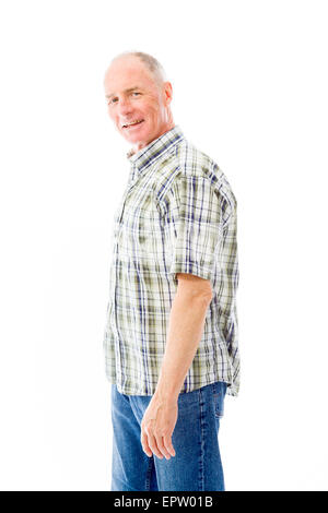 senior caucasian man isolated on a white background Stock Photo