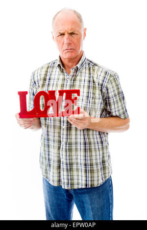 senior caucasian man isolated on a white background Stock Photo