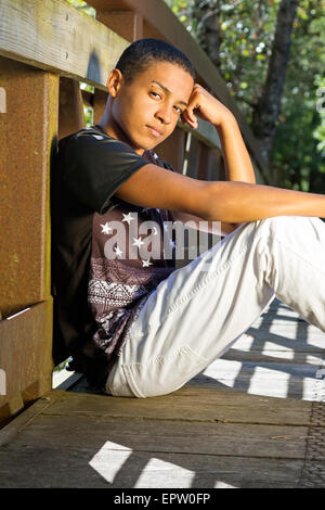 Outdoor portrait of teenage boy Stock Photo