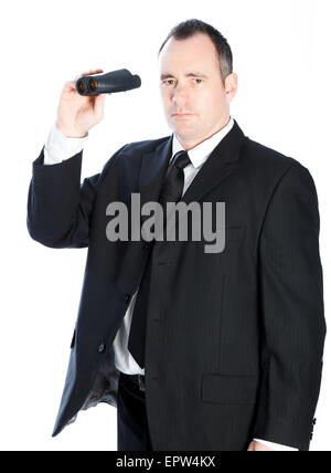 Caucasian businessman 40 years old isolated on a white background Stock Photo