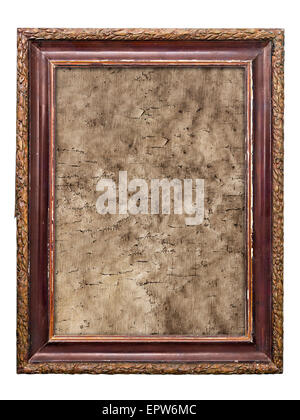 old picture frames with cracked canvas isolated on white background Stock Photo