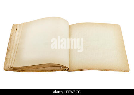 old revealed notebook isolated on white background Stock Photo
