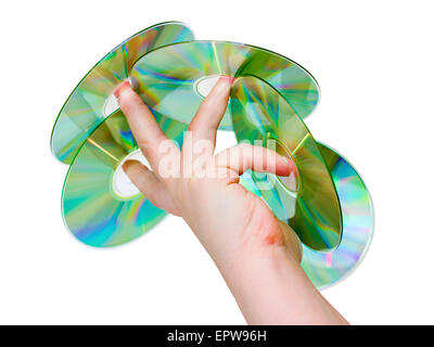 hand with a CD wearing on your fingers Stock Photo