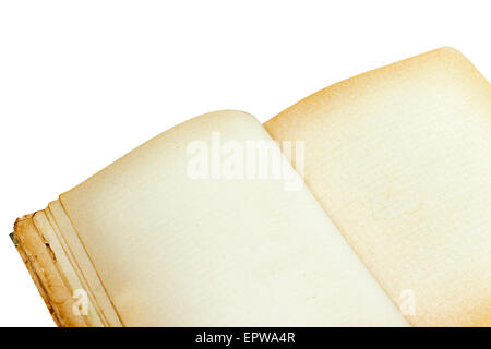 old open notebook close-up isolated on white background Stock Photo