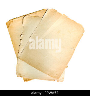 old sheet of paper isolated on white background Stock Photo