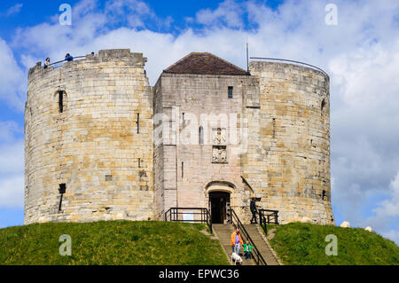 Tourists at Clifford's Tower. York, England, on 20th May 2015. Stock Photo