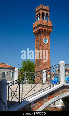 Clock tower, Campo Santo Stefano on the island  Murano, Italy Stock Photo