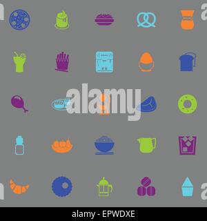 Easy meal icons fluorescent color on gray background, stock vector Stock Vector