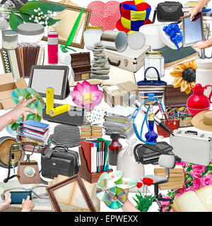 simple collage of isolated objects on white background Stock Photo