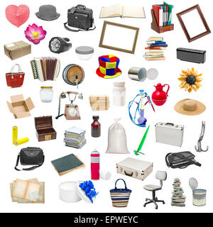simple collage of isolated objects on white background Stock Photo