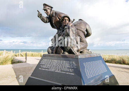 U.S. Navy Monument facing the sea at Utah Beach in Normandy, France. This beach was one of the D-Day landing sites in WWII. Stock Photo