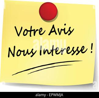 illustration of survey yellow note ( french translation ) Stock Vector