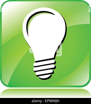 illustration of green light bulb icon on white background Stock Vector