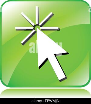 illustration of green cursor icon on white background Stock Vector