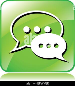 illustration of green live chat icon on white background Stock Vector