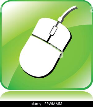 illustration of green computer mouse icon on white background Stock Vector