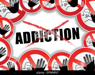 illustration of stop addiction problems abstract concept Stock Vector