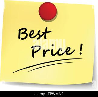 illustration of best price yellow note on white background Stock Vector