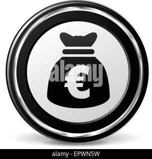 illustration of euro bag icon with metal ring Stock Vector