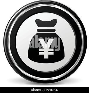 illustration of yen bag icon with metal ring Stock Vector