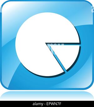 illustration of pie blue square icon on white background Stock Vector