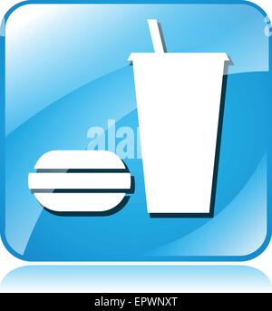 illustration of food blue square icon on white background Stock Vector