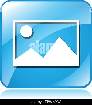 illustration of picture blue square icon on white background Stock Vector