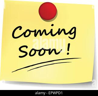 illustration of coming soon note on white background Stock Vector