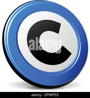 illustration of copyright blue design 3d icon Stock Vector