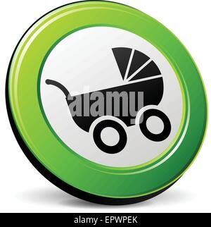 illustration of pram 3d icon on white background Stock Vector