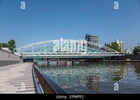 Senju-ohashi Bridge,Sumida River, Tokyo, Japan Stock Photo