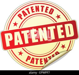 illustration of patented label design red icon Stock Vector