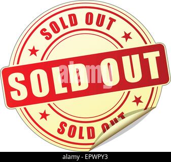 illustration of sold out label design red icon Stock Vector