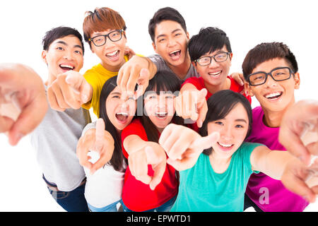 happy Young people pointing at you Stock Photo