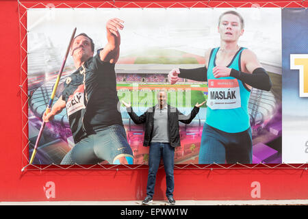 Former Britain's hurdler Colin Jackson poses to journalists during a news conference to the IAAF World Challenge Ostrava Golden Spike athletic meeting, in Ostrava, Czech republic, on Friday, May 22, 2015. (CTK Photo/Petr Sznapka) Stock Photo