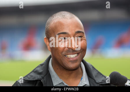 Former Britain's hurdler Colin Jackson poses to journalists during a news conference to the IAAF World Challenge Ostrava Golden Spike athletic meeting, in Ostrava, Czech republic, on Friday, May 22, 2015. (CTK Photo/Petr Sznapka) Stock Photo