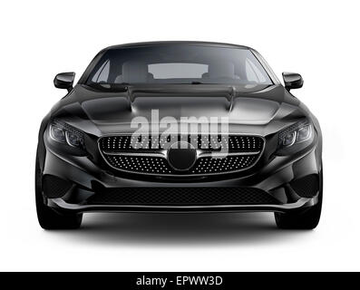 Black luxury coupe car on white background Stock Photo