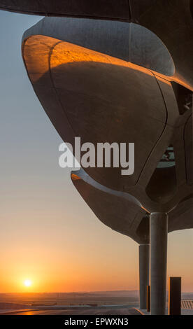 Concrete canopy at Queen Alia International Airport, Amman, Jordan at sunset. Stock Photo