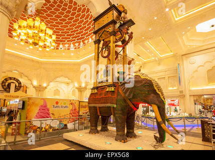 Elephant model in the India court of the Ibn Battuta Mall,  Dubai City, United Arab Emirates, UAE, Middle East Stock Photo