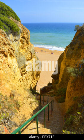 Steps down to Senhora Da Rocha Nova Beach in Portugal Stock Photo