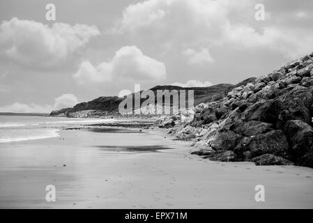 ballybunion beach beside the links golf course in county kerry ireland black and white Stock Photo