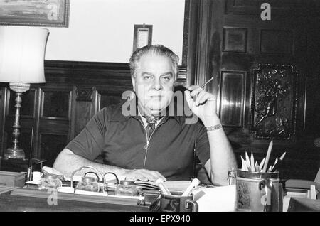 Cubby Broccoli, American film producer, pictured at his London Office Suite, 18th September 1975. D.O.B. 5th April 1909 to 27th June 1996. Stock Photo