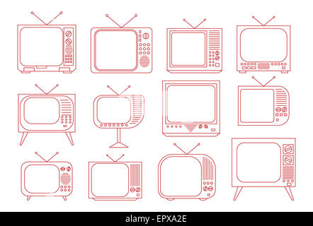 Vector illustration of the vintage TV set Stock Photo - Alamy