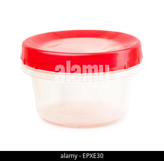 Red plastic container on a white background Stock Photo