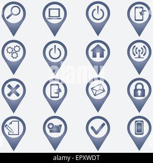 set of computer icons in the form of maps for navigation Stock Vector